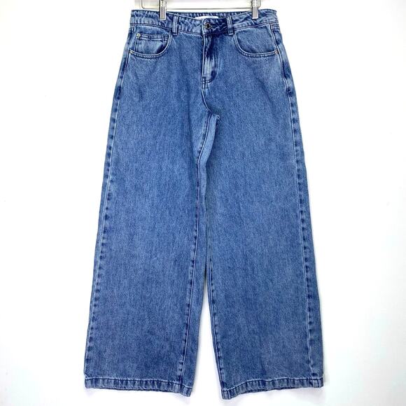 WeWoreWhat Relaxed Low Rise Baggy Jeans Womens 27 Midi Blue Wide Leg Denim - Picture 1 of 10